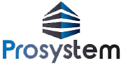 Logo Prosystem : Solutions et Systèmes Professionnels Logo Prosystem avec une icône de bâtiment stylisé composé de barres horizontales bleues et grises.